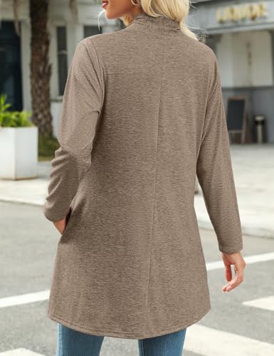 Image of JollieLovin Women's Plus Size Long Sleeve Lightweight Cardigans Open Front Casual Soft Drape Fall Dusters(3X,D-Khaki)