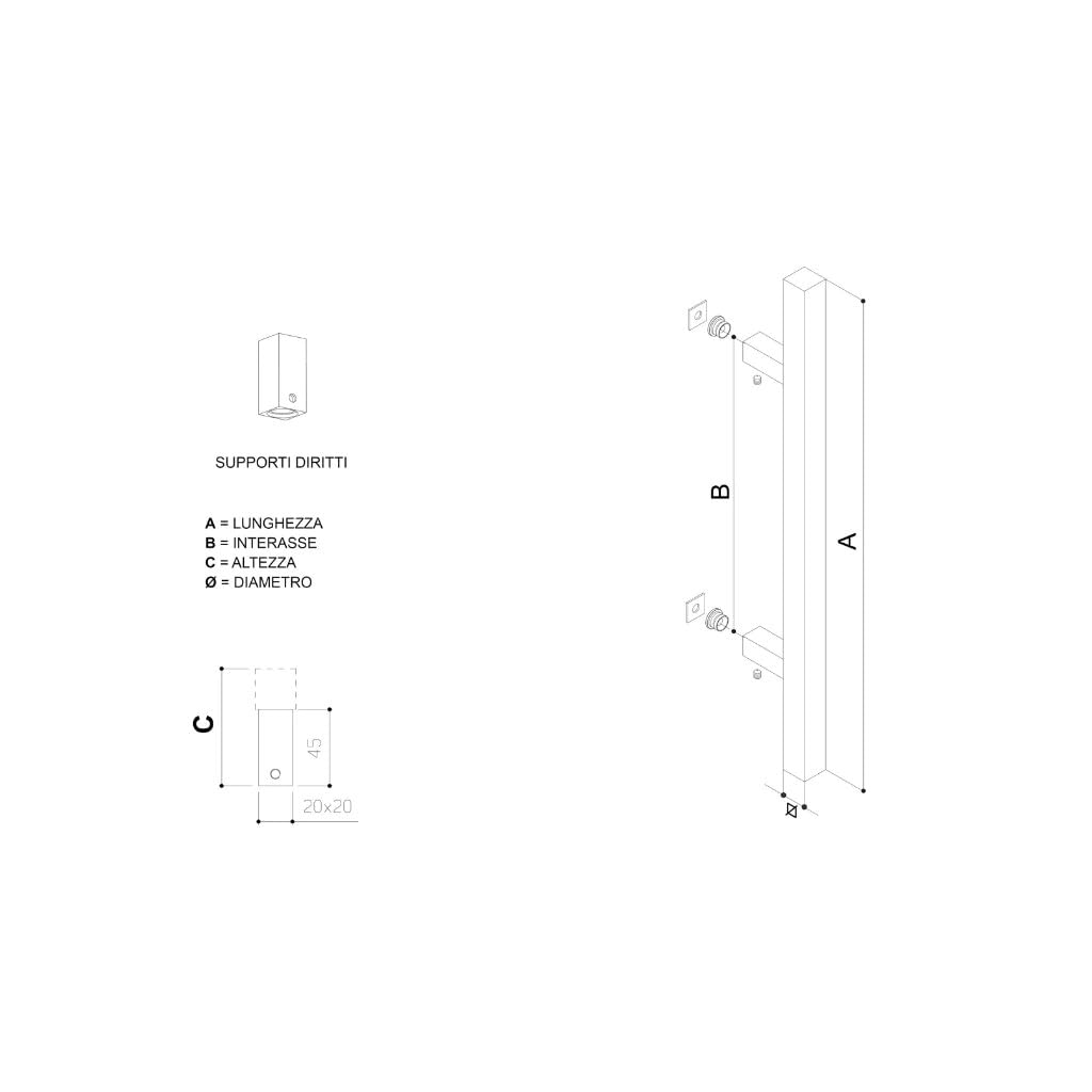 VI.TEL. Maniglione per Porta Portone Liscio dritto In Acciaio Inox Satinato Per Porte Interne Esterne Serramenti E Negozi serie Acciaroli