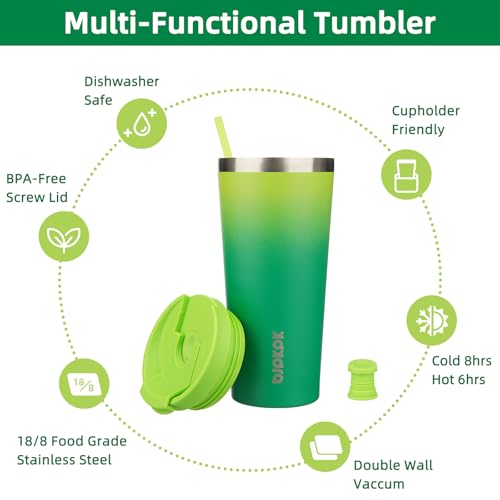 Image of BJPKPK 22 oz Coffee Tumbler with Straw, Insulated Stainless Steel Cup
