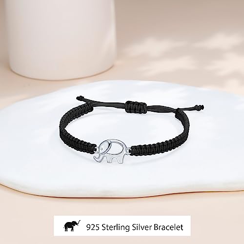 J.Endéar Elephant Bracelet for Women Bracelet 925 Sterling Silver, Original Handmade Bracelet String Adjustable Good Luck Amulet Gift2