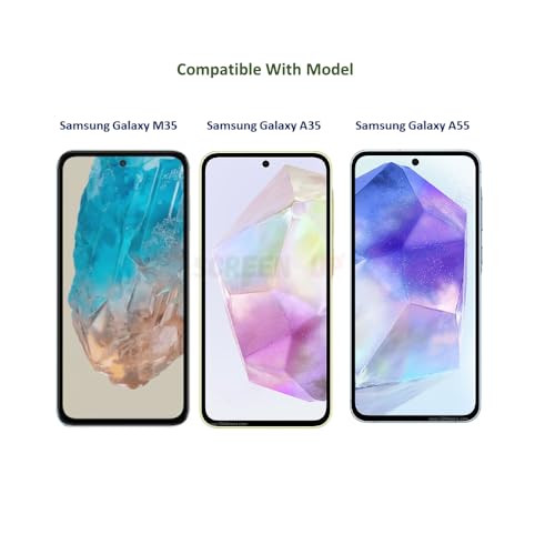 Image of ScreenUp Tempered Glass For Samsung Galaxy M35 / A35 / A55 - Ultra Clear, 9H Scratch Resistant, Full Coverage, Easy Install Screen Protector