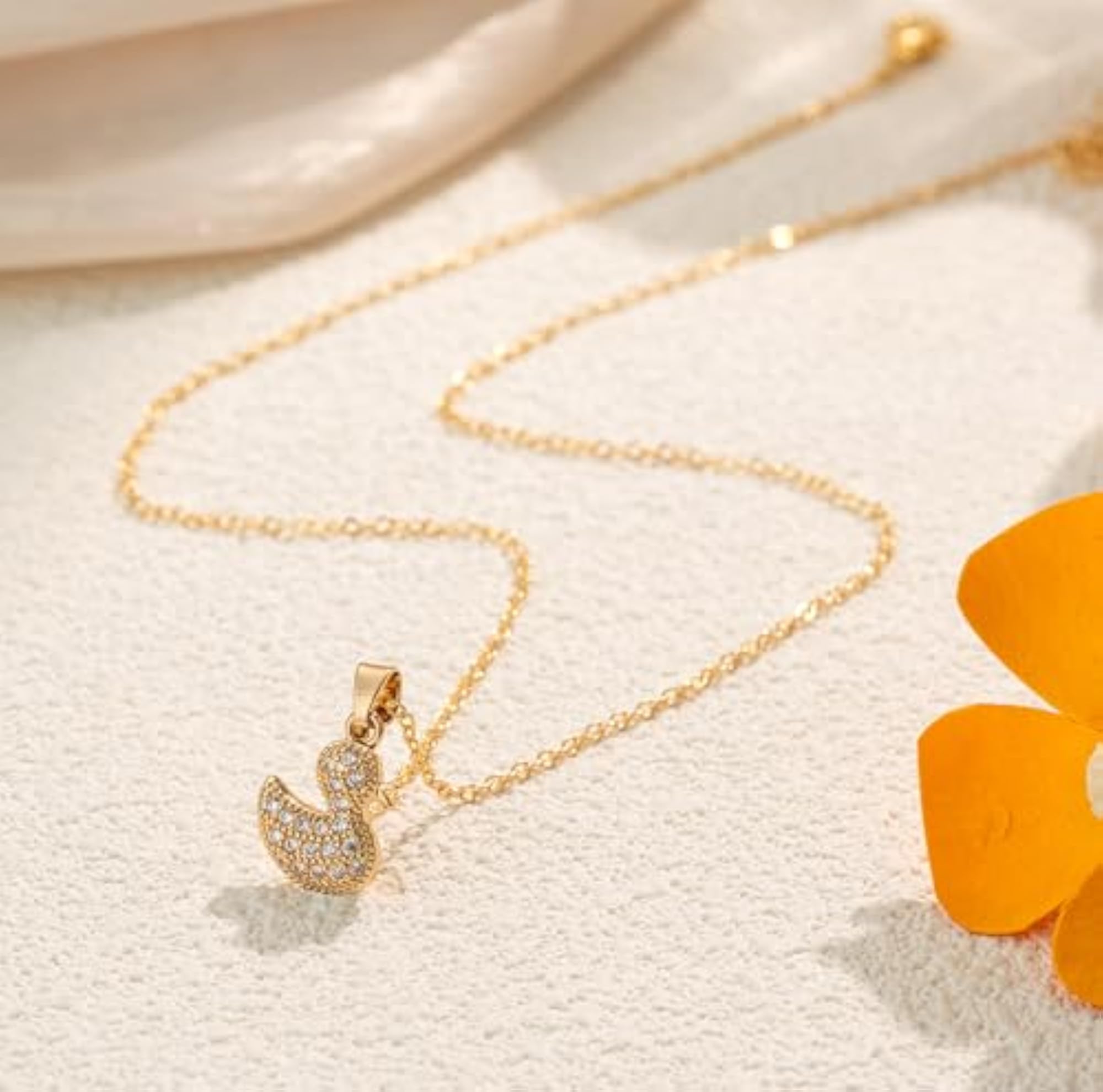 Women's 14K Gold Plated Dainty Charm Pendant Necklace