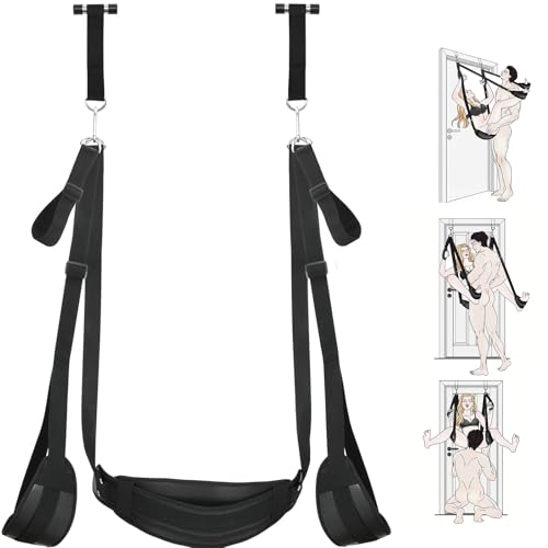 Sex Toys Sex Swing BDSM Bondage Slave Leather Soft Plush Sex Slings with Adjustable Straps Hanging Door Handcuffs Leg Restraints Spreader Adult Toys for Couple