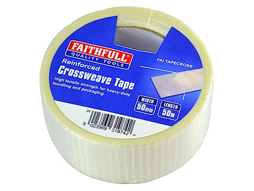 Faithfull FAITAPECROSS Reinforced Crossweave Tape 50mm x 50M, Opaque