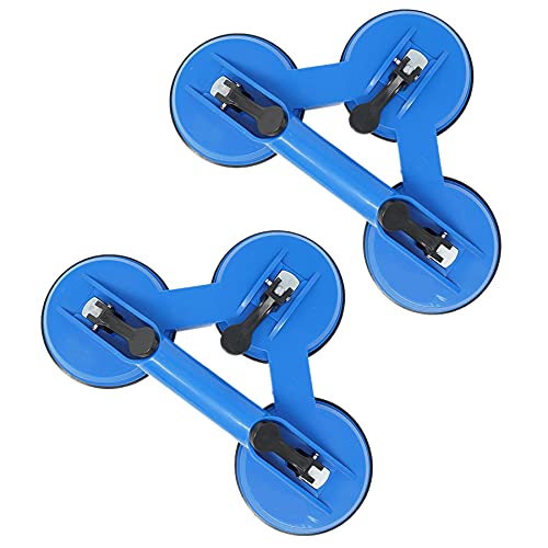 Dapetz ® Lot de 2 ventouses à triple verrouillage 100 kg pour carrelage, feuille, verre, débosselage et pare-brise, bleu