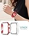 Smiling 2 Pack Case Compatible with Apple Watch Series 9/8/7 45mm with Tempered Glass Screen Protector, Hard PC Case Overall Protective Cover- 1 Red + 1 Transparent