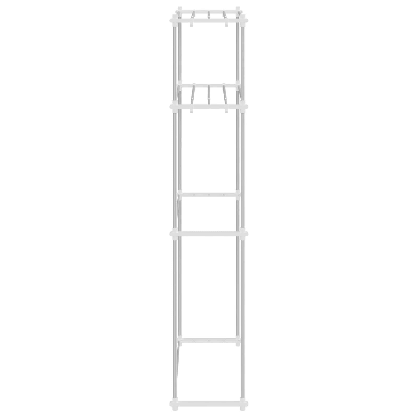 Waschmaschinenregal Weiß 70 x 27 x 136 cm Aluminium | Freistehend, Breite Verstellbar 50-70 cm, Rostfrei, Für Bad Und Waschraum