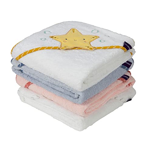ClevaMama Bamboo Apron Baby Bath Towel with Hood for Newborn, Babies and Toddlers in Ultra Soft Bamboo, Absorbent, for Boys and Girls 0-4 Years - Blue, 98x98 cm - Image 6