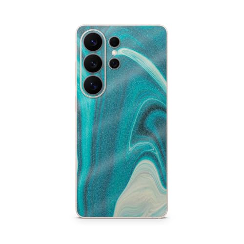 Glossy Glitter Phone Skin Compatible with Samsung Galaxy S26 Ultra - Aqua Swirl - Premium 3M Vinyl Protective Wrap Decal Cover - Easy to Apply | Crafted in the USA by MightySkins