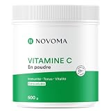 Vitamina C Pura en Polvo 500g | 100% Ácido L-Ascórbico | Polvo Ultra Fino | Mejora el Sistema Inmunológico | Envasado en Francia | Cuchara Medidora Incluida | NOVOMA (ex Nutrivita)