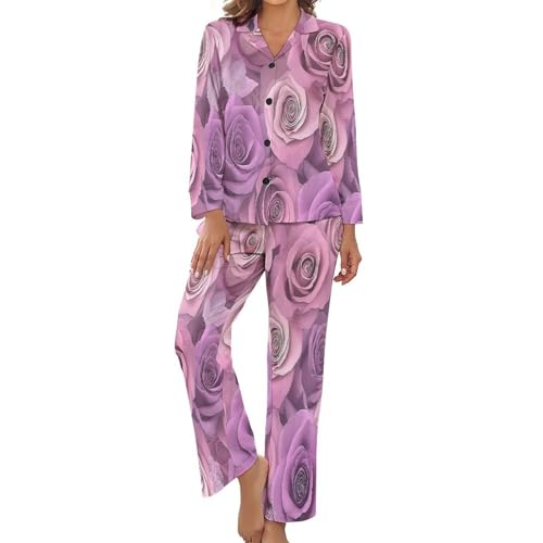 Pyjama pour femme ensemble de nuit deux pièces imprimé floral manches longues