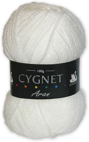 Cygnet C600/208 | White 100% Acrylic Aran Yarn/Knitting Wool | 100g