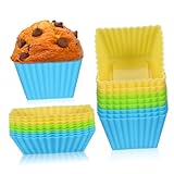 Mikinona 18Stücke Silikon Backformen Wiederverwendbare Quadratische Rechteckige Muffinformen Lebensmittelecht Antihaftbeschichtet für Kreative Desserts