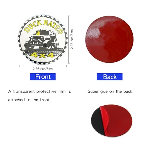 Image of EDINGM 2 PCS Duck Rated 4x4 Metal Car Badge, 3D Round Metal Car Emblems, Compatible with Jeep Wrangler Vehicles Trucks SUV RV