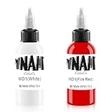 DLDN01 Lot de 2 bouteilles d'encre de tatouage permanente pour le corps, encre de tatouage blanc clair avec élégance rouge (30 ml)