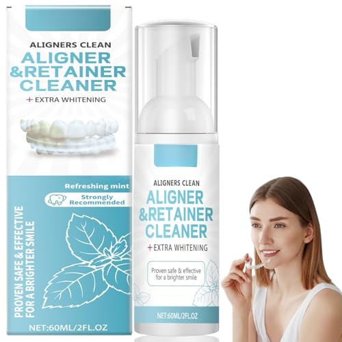 Aligner & Retainer Cleaner Foam,Whitening & Freshening Mouth Guards,Plaque & Teeth Stain Remover,Gentle Foaming Cleanser for Retainers,Aligners & Invis/align,Clear Cleaning Solution for Retainer