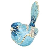 ANGGREK Scatolina Portagioie a Forma di, in Lega di Zinco Smaltata con Cerniera e Cristalli, con Vano Portaoggetti Nascosto per Anelli, Collane e Orecchini, Statuetta Deco (BLUE)
