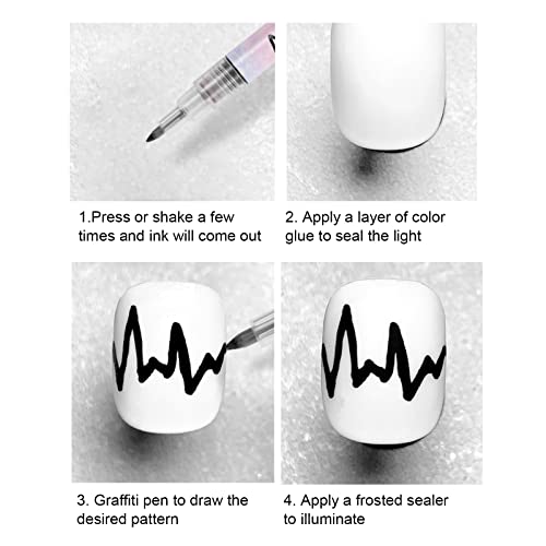 Bozony 12 Pçs Canetas de Manicure Multicolor Caneta de Pintura 3D Pontos Flor Desenho Fino Faça Você