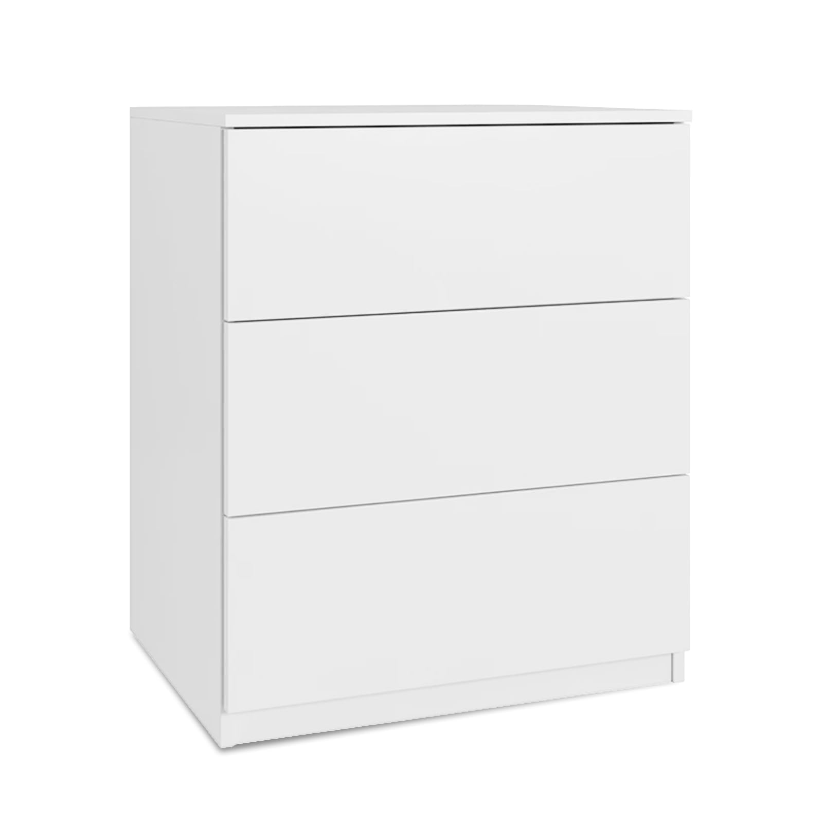 Kommode 3 Schubladen | Farbe: weiß | 80x60x50 cm | Schrank für Kleidung, Dokumente, kleine Gegenstände | Ideal für Schlafzimmer, Wohnzimmer, Kinderzimmer und Büro | 3 geräumige