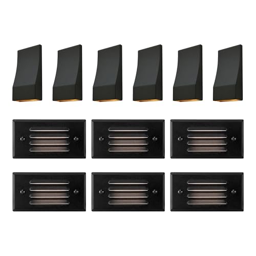 GKOLED 6 Pack Surface Mount Low Voltage LED Step Light and 6 Pack Low Voltage LED Wedge Deck Rail Light