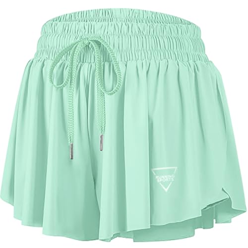 Image of JoyGirl Womens Flowy Running Shorts 2 in 1 Gym Shorts (Light Green,S)