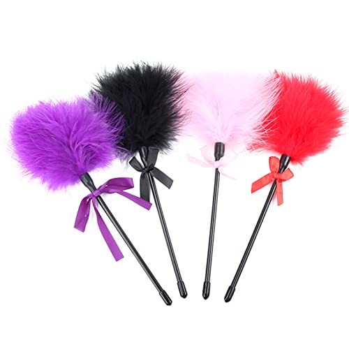 Sm Adult Sexy Feather Teasing Toys Role Play Tickling Romantic Flirting, Bowknot Feather Female Fun Feather Stick(Red) #TOP7