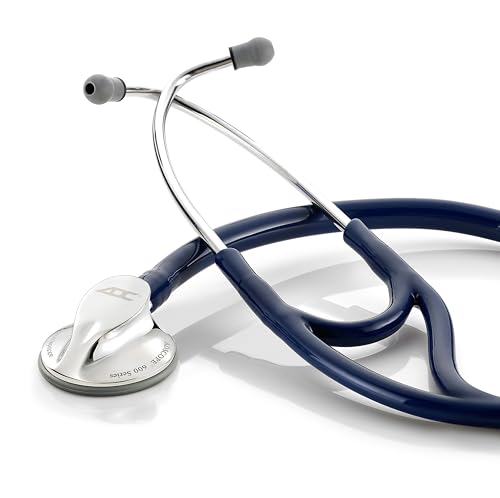 ADC Adscope 600 Platinum Series Cardiology Stethoscope with Tunable AFD Technology, 27 inch Length, Navy