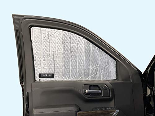 Yellopro Auto Side Window Front Seat Reflective Sunshade Custom Fit For 2019 2020 2021 2022 2023 Chevrolet Silverado 1500, Double Cab Crew Cab 4Dr 4Door, Uv Reflector Sun Protection (Set Of 2) #TOP2