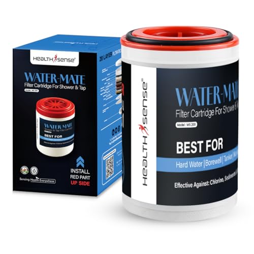 Image of HealthSense Shower & Tap Filter Cartridge Replacement | 20 Stage Hard Water Softener Shower Filter | Chlorine, Sediment & Odor Removal | Bathroom Water Filter for Borewell & Tanker Water