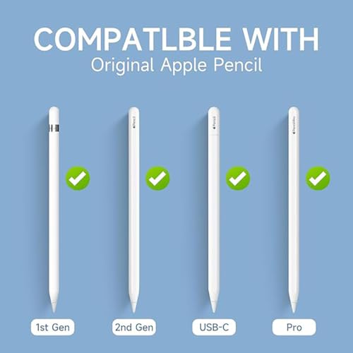 Image of 8-Pack Apple Pencil Tips for 1st /2nd Gen /Pro /USB-C, Multi-Type Silent Nibs with Case, Wear-Resistant High Sensitivity for iPad Pro /Air /Mini (2B /2H /3.5mm /Small Bullet /Elastic)​