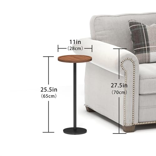 image for KJGKK Drink Table, 11 inch Dia., Small Pedestal Side Table, Round Cock