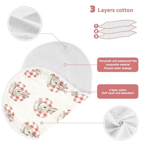 vvfelixl Vintage Red Gingham Rabbit Burp Cloths for Baby Boy Girls Baby Washcloths Burp Rags 1 Pack3