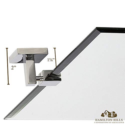 Hamilton Hills 20X30 Inch Pivot Wall Mirror Including Polished Chrome Squared Wall Brackets | Frameless Bathroom Mirror | Rectangular Adjustable & Tilting Vanity | Farmhouse Wall-Mounted Mirrors #TOP2