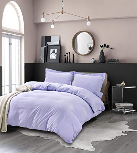 Elegant Comfort Ultra Soft 3-Piece Duvet Cover Set - 1500 Premium Hotel Quality Microfiber, Wrinkle and Fade Resistant 3PC Duvet Cover Set, King/California King, Lilac