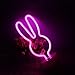 ENUOLI Decorative Rabbit Neon Sign Light Pink Led Cute Animal Neon Marquee Light with Base Art Wall Decor for Baby Room Child Party Christmas Party Table Art Decoration Best Gifts for Kids