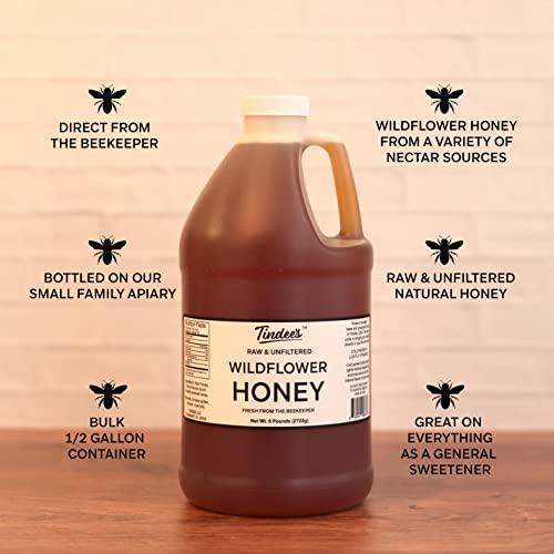Tindee's Wildflower Honey 6 Pounds, Raw Unfiltered Honey Bulk From Central Florida, Direct From Beekeeper, Small Batch American Honey, Perfect For Tea, Gifting, And Baking #TOP6