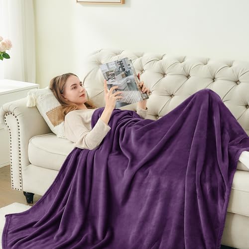 Image of BEDELITE Fleece Blanket Purple Full Blankets for Couch & Bed, Luxury Plush Cozy Fuzzy Blanket 84 inch x 90 inch, Super Soft Warm Lightweight Throw Blanket for Travel Camping
