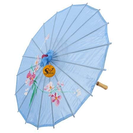 sage square Handmade Traditional Chinese Cloth Floral Wooden Umbrella Wedding Dance Parties Props (Blue)-picture-36