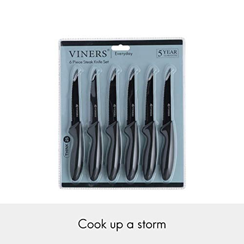 Viners Everyday 6 Piece Black Stainless Steel Steak Knives - Image 3