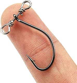 Unclesport 50 Pieces SpinShot Drop Shot Hook Swivel Fishing Hooks High Carbon Steel