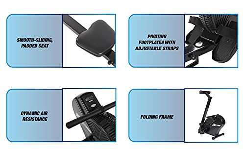 Image of Stamina ATS Air Rower Machine with Smart Workout App - Foldable Rowing Machine with Dynamic Air Resistance for Home Gym Fitness - Up to 250 lbs Weight Capacity