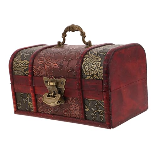 iplusmile Scatola Legno Vintage con Serratura Baule Retrò per e Camera Letto Organizer Spazioso per e Accessori Contenitore Decorativo per Custodia Denaro
