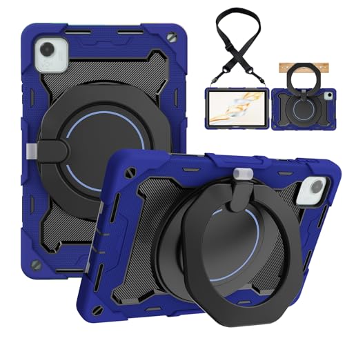 Coque Honor Pad X9A antichoc bleu foncé à support rotatif 360 degrés et bandoulière amovible