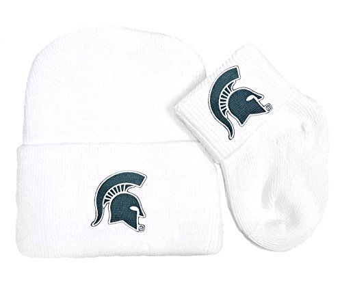 Image of Future Tailgater Michigan State Spartans Newborn Baby Knit Cap and Socks Set