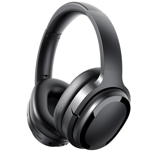 Hybrid Active Noise Cancelling Headphones, Wireless Over Ear Bluetooth Headphones, Noise canceling Headphones with mic, Deep Bass, Comfortable Fit, 30Hrs for Travel/Home/Office, Ink Black