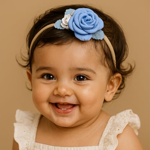 Image of SYGA 3 Pcs Baby Headband, Flower Stretchable, Nylon HairBand for Newborn Infant Toddlers Kids 0-3 Year-Design-2