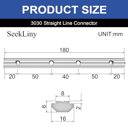 Image of 24pcs Seekliny 3030 Extrusion Straight Connector Joining Plate Corner Bracket 3030 Hardware T-Slot Accessories with Screws for 8020 Aluminum Profile 3D Printer Frame Spare Parts Silver