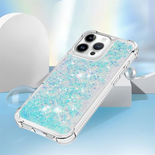 Coque liquide transparent iPhone 16 Pro Max avec étoiles bleues mobiles - 4