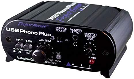 Rear view of ART USB Phono Plus PS showing input/output connections