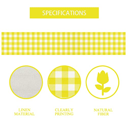 Linen White And Black Buffalo Check Plaid Table Runner Farmhouse Spring Summer Lemon Sunflower Bee Pineapple Sunshine Table Decorations 13X72 Inch (Yellow And White) #TOP4